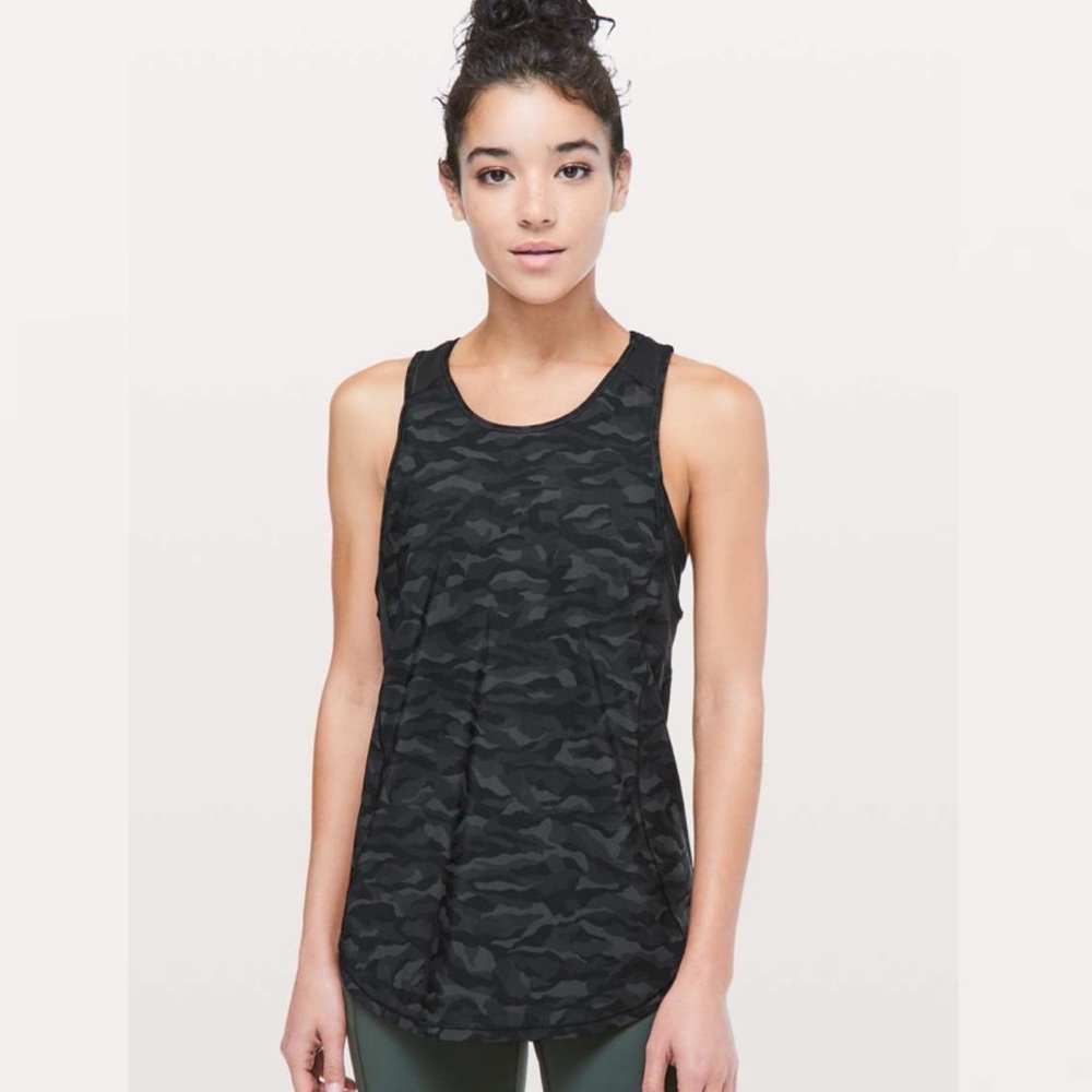 Lululemon Sculpt Tank II in Sequoia Camo Print Deep Coal Black